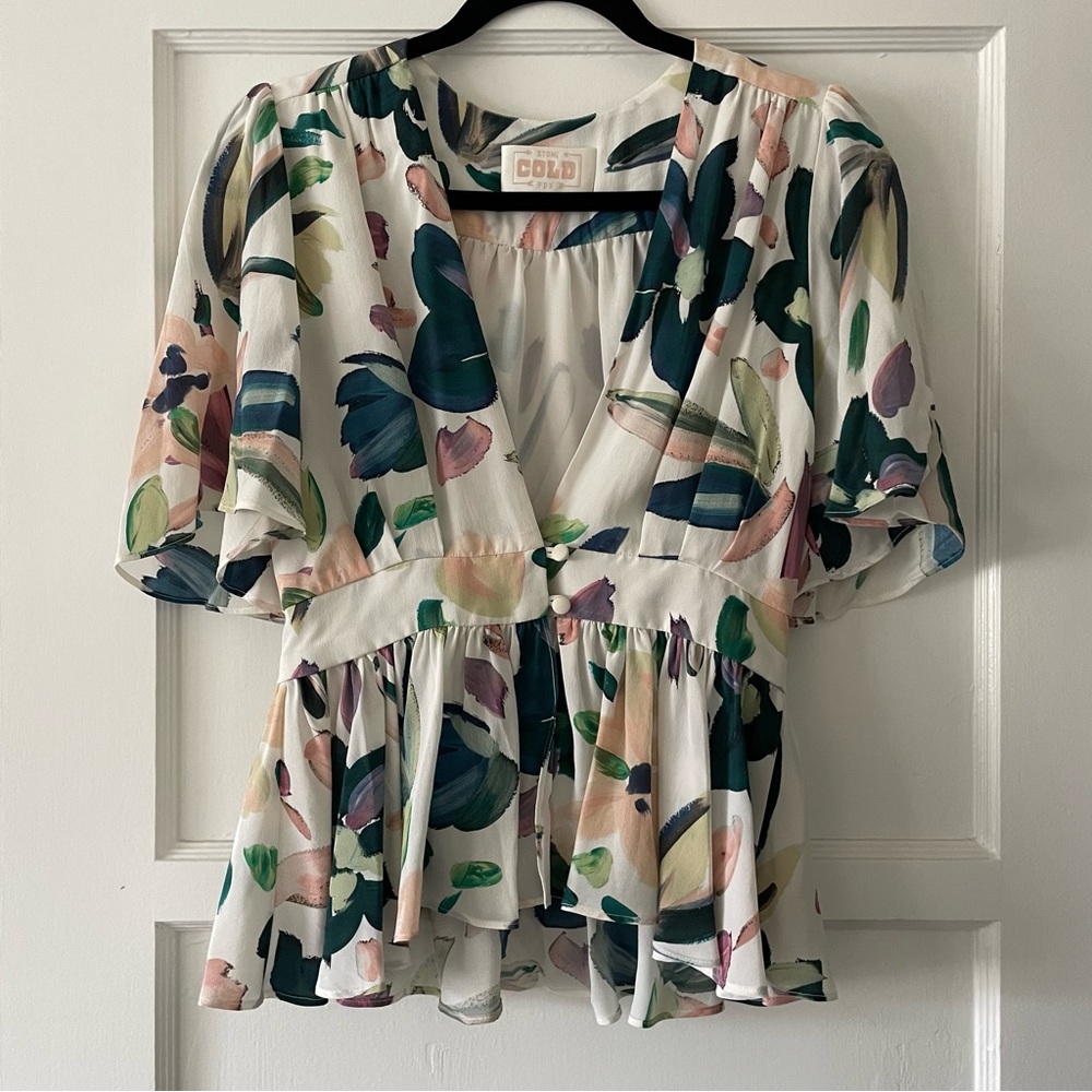 Never been worn! SCF peplum blouse sample in White Hopper